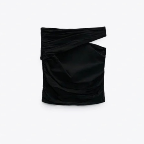 Zara Black Cut Out Draped Mini Skirt. NWT. Size X Small. - Picture 7 of 11